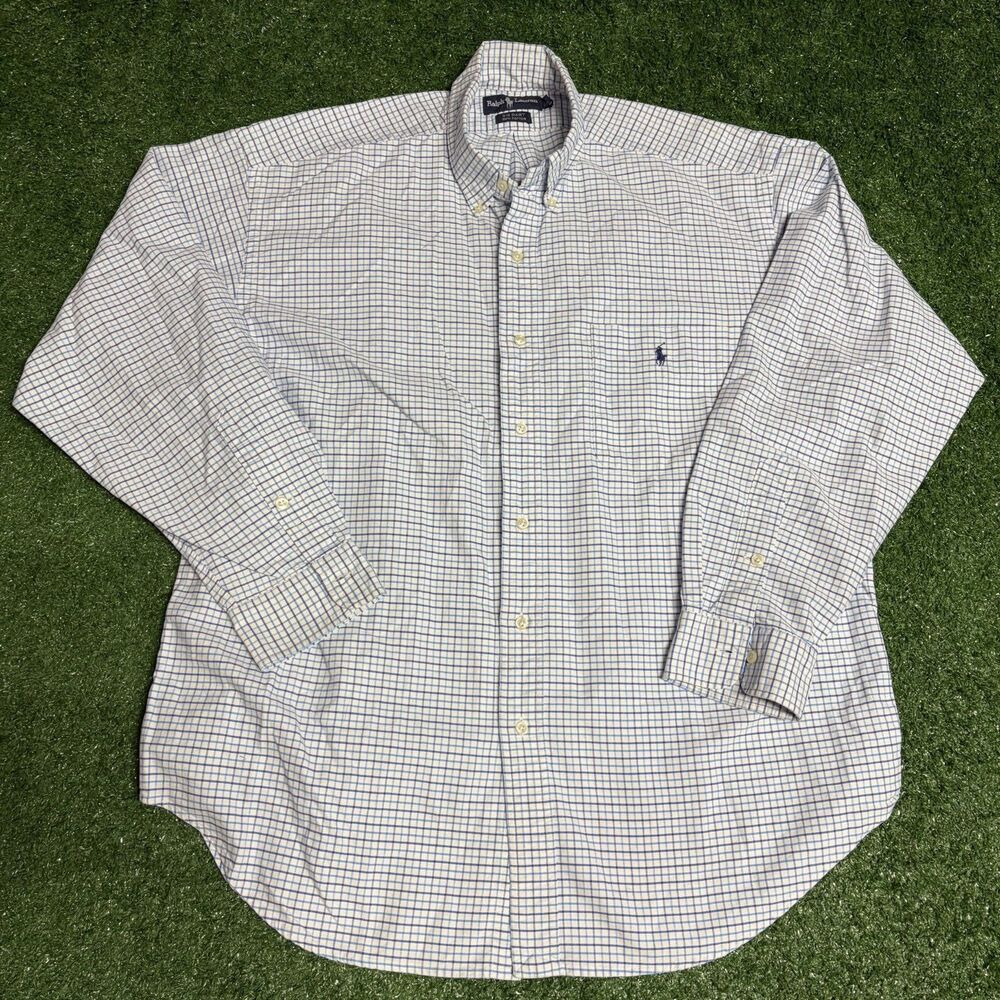 Ralph Lauren Men’s Large Blue White Long Sleeve Runs Big